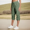 thumbnail image 6 of TQWQT Army Green Capri Pants for Women Stretch Active Pants Quick Dry Wide Leg Plus Size Cargo Joggers Yoga Capris with Pockets Army Green L, 6 of 8