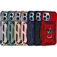 thumbnail image 2 of For iPhone 14 - Gold Armoured Case With Ring Holder Stand Camera Shutter, 2 of 9