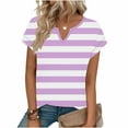thumbnail image 5 of Agkizg Women's Summer V Neck Short Sleeve T Shirt Random Print Basic Layering Casual Fashion Top, 5 of 5