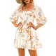 thumbnail image 1 of VISgogo Vestido de manga farol para mujer con decoración de volantes, ropa de verano de cintura alta con escote cuadrado de lunares VISgogo  moda, 1 of 5