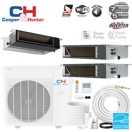 

Cooper&Hunter 36 000 BTU Sophia series Multi Zone 9K+12K+18K Slim Duct Ductless Mini Split Air Conditioner
