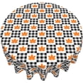 thumbnail image 5 of Fall Plaid Tablecloth Black and White Checkered Tablecloth Round 60 Inch Washable Reusable Maple Leaf Tablecloth for Home Parties Dinner Picnic Dining Kitchen Decor, 5 of 6