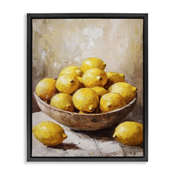 Stupell Industries Traditional Bowl Of Lemons Still Life Black Floating Frame Canvas Art, 17 x 21, by Franklyn Gregory