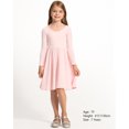 thumbnail image 2 of Stelle Long Sleeve Casual Sundress A-Line Twirly High Waisted Knee Length Flare Swing Cross Back Skater Dress for Girls,Pink,7 Years, 2 of 8