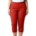 thumbnail image 5 of Womens Plus Size Cropped Pants, Casual Elastic Waist Solid Capris Pants with Pockets for Running Cycling Workout, 5 of 9