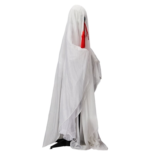 4.3ft Life-Size Halloween Animatronic Ghost, Sound-Activated (Green LED Body + Scary Sounds), 1-Minute Assembly for Yard/Haunted House/Party