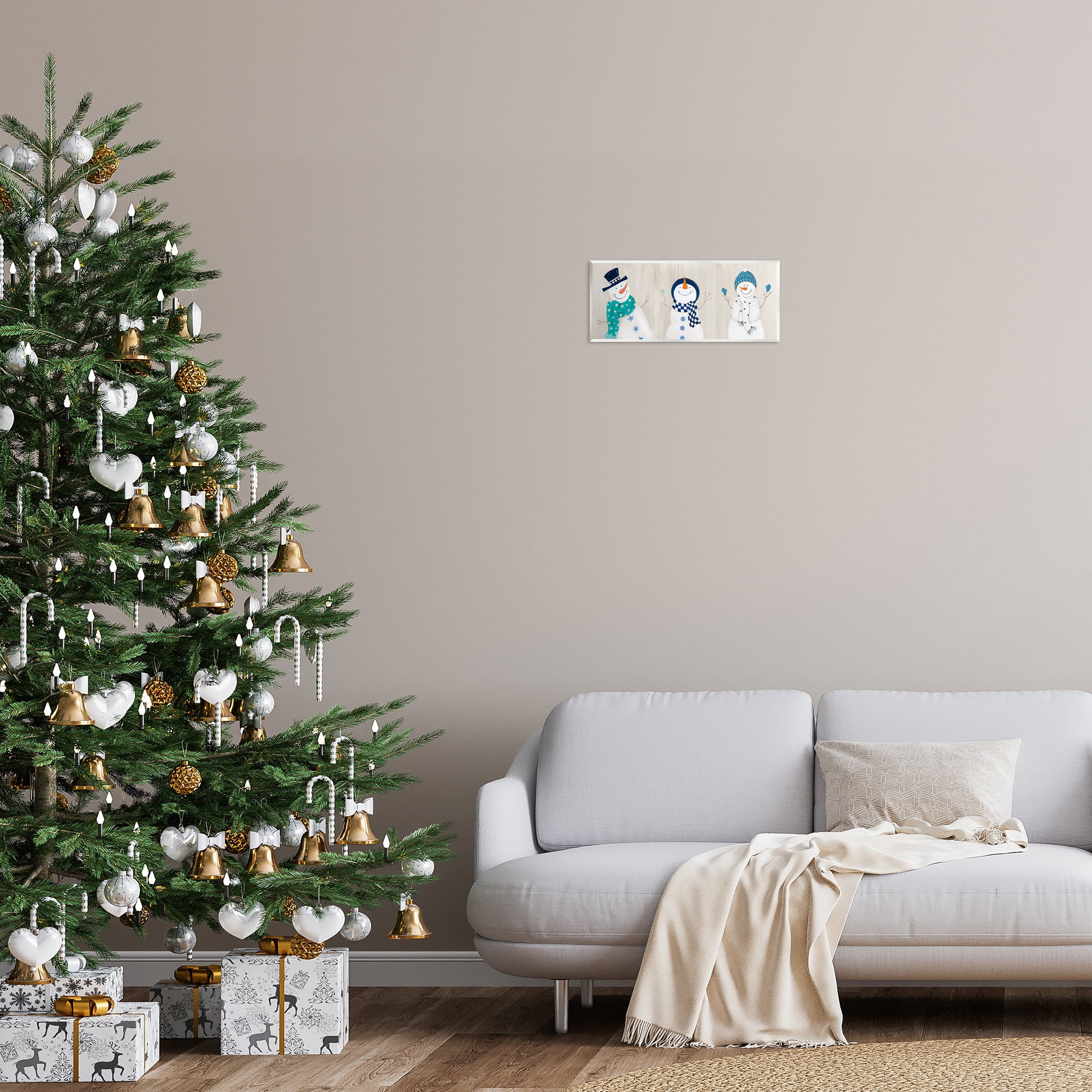 Stupell Industries Happy Snowman Trio Holiday Painting Unframed Art Prints Wall Art, 17 x 7