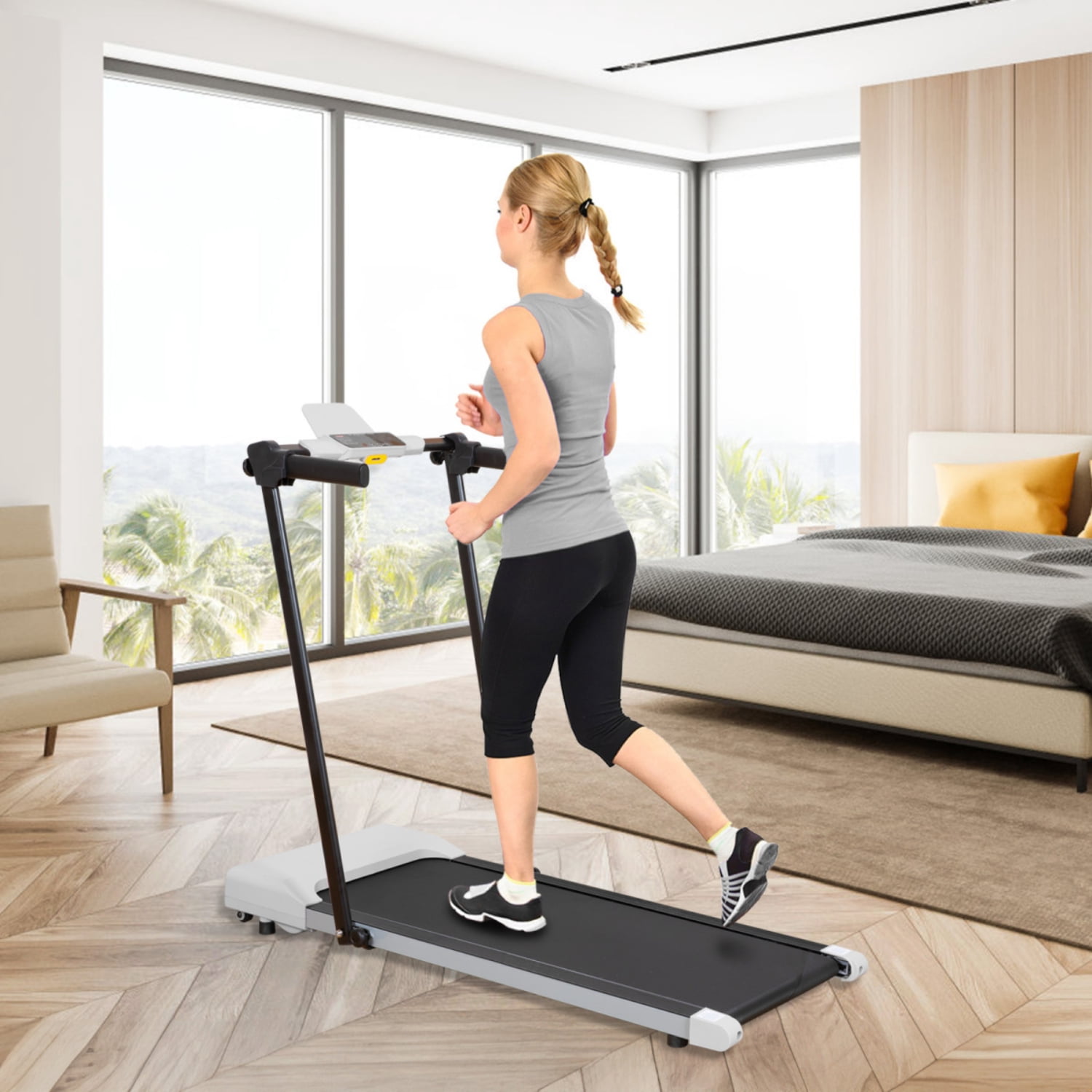 Electric Treadmill for Home Use with LED Display, 7.5 MPH Speed, Walking Jogging Running Machine, Easy Storage