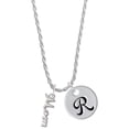 thumbnail image 1 of Delight Jewelry Silvertone Small Mom Script Silvertone Script Initial Disc - R - Charm Necklace, 20"+3", 1 of 4