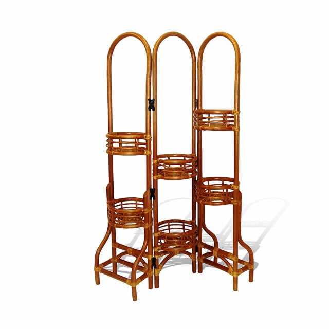 Plant Flower Stand Handmade Natural Rattan Wicker 6 Tier, Colonial