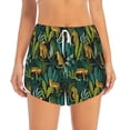 thumbnail image 2 of Pofeuu Jungle Leopard Yellow Print Women's Athletic Shorts Running Workout Shorts Tummy Control Quick Dry Gym Shorts with Pockets Double layer sports shorts-Medium, 2 of 7
