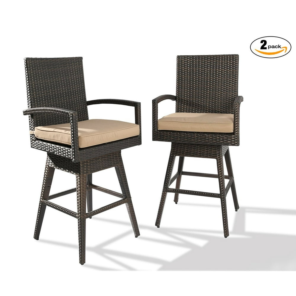 Ulax Furniture 2 Pack Outdoor Patio Furniture All-Weather Brown Wicker