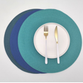 thumbnail image 2 of Round Placemats for Kitchen Table Plastic Dinner Placemats Woven Vinyl 15 Inch Heat Insulation Easy to Clean Set of 4 （Yellow）, 2 of 9