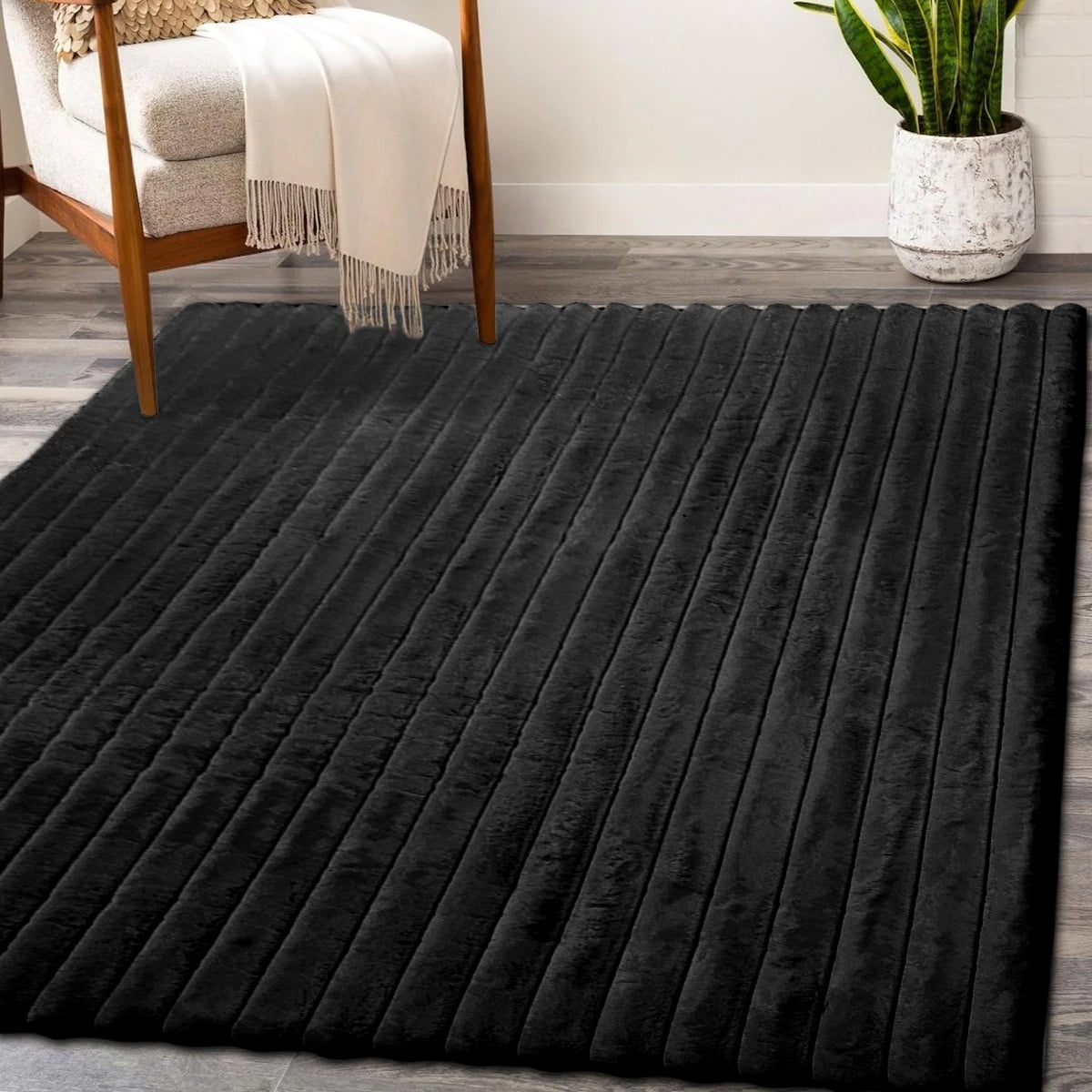8x10 Thick Plush Faux Fur Shag Shaggy Rug Fluffy Soft Luxury Solid Color Geometric Carpet for Living Room Bedroom Office