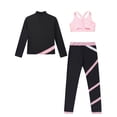 thumbnail image 4 of TiaoBug Kids Girls Figure Skating Outfits Long Sleeve Zip-up Jacket with Crisscross Crop Tops Pants Set Pink 8, 4 of 5