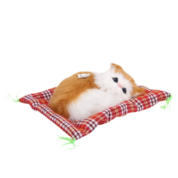 Simulación de animales, muñecos de peluche, juguete de gato durmiente de felpa con sonido, regalo para niños (amarillo + blanco)