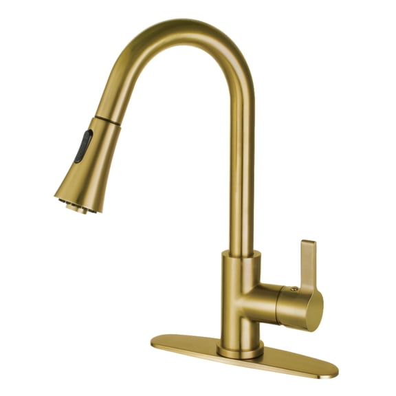 Kingston Brass LS8723CTL Continental Single-Handle Pull-Down Kitchen Faucet in Brushed Brass