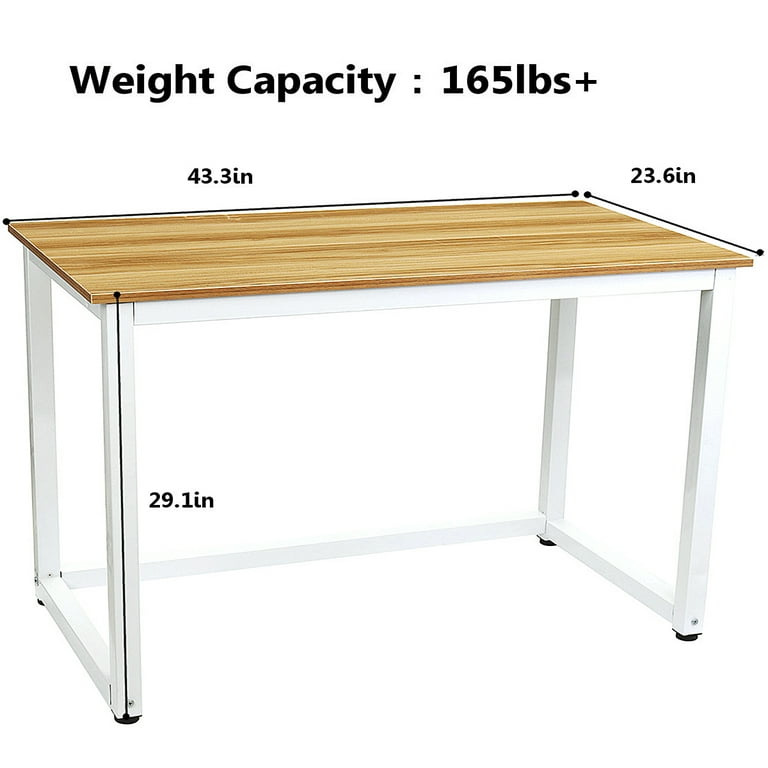 43in Computer Desk Black Computer Table PC Laptop Gaming Desk Modern  Writing Study Table w/Thick Metal Legs for Home Office Workstation