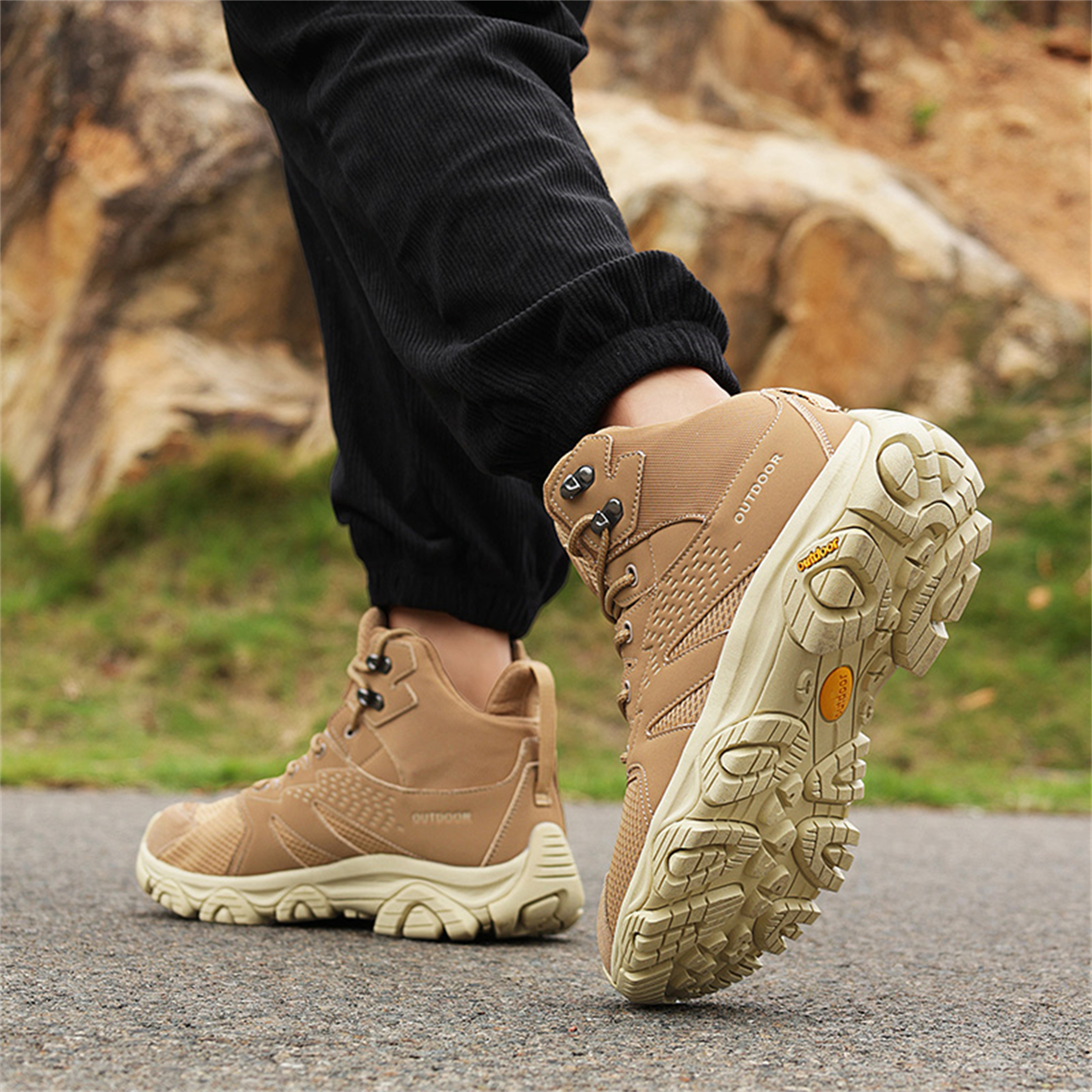 YOURDIARY Womens Mens High-Top Hiking Shoes Outdoor Breathable Anti-Slip Athletic Shoes Trekking Sneakers