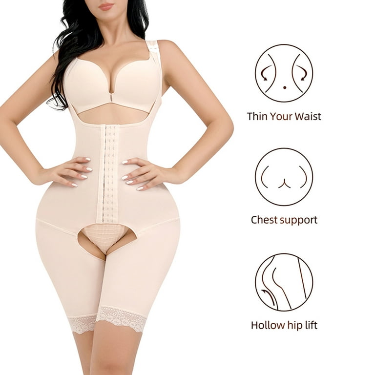 Lovskoo Plus Size Bodysuit for Women Tummy Control Shapewear Open Bust High  Waist Butt Lifter Thigh Slimmer Body Shaper Slimming Girdles Beige 