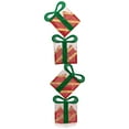 thumbnail image 2 of Northlight 43" Red Striped Flat Tinsel Stacked Gift Box Lighted Outdoor Decoration, 2 of 6