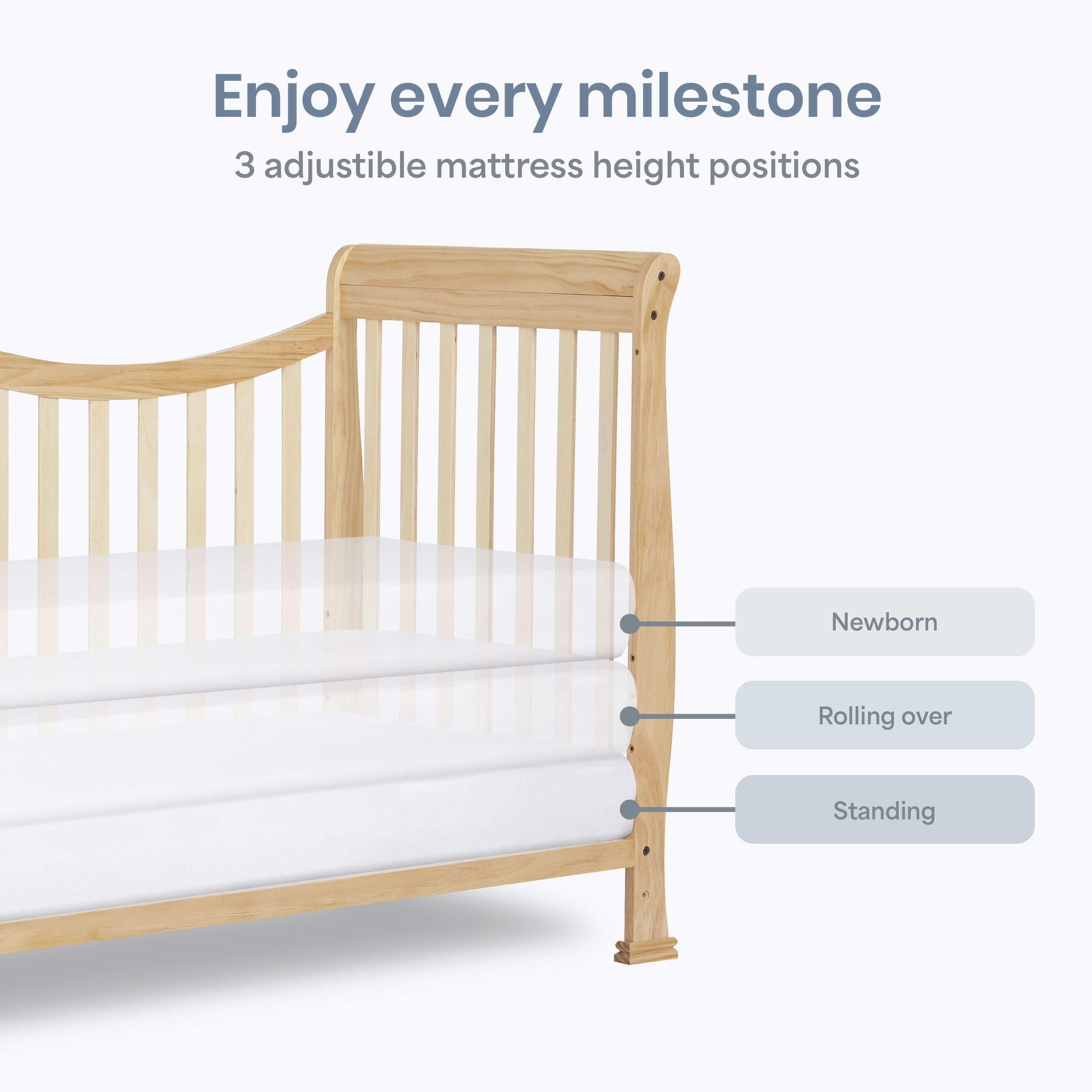 Dream On Me Violet 7-in-1 Convertible Life Style Crib, Natural