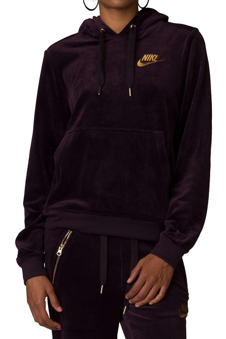 Nike - Nike Velour Women's Pullover Fashion Casual Hoodie Dark Purple/Gold aa3138-652 - Walmart 