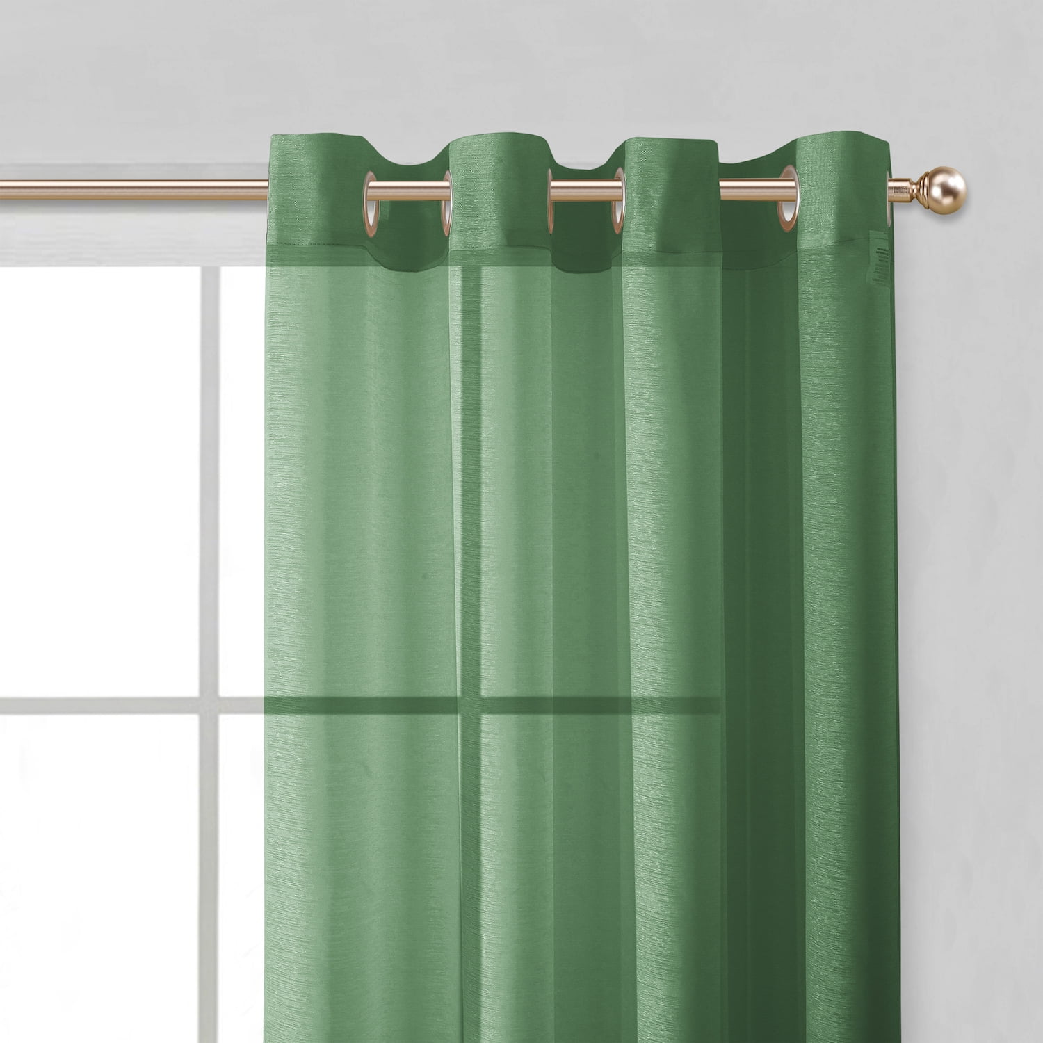 Dainty Home Malibu Textured Semi-Sheer Linen Look Grommet Top Curtain Set Of 4, 54" x 84" each (Covers Two Windows)
