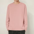 thumbnail image 3 of COSFO Crew Neck Sweatshirts for Men Casual Long Sleeve Pink Pullover Solid Men Shirts, 3 of 7