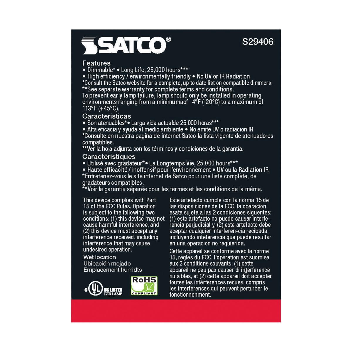 Satco S29406 6.5 Watt; PAR20 LED Light Bulb; Medium base ; 120 Volt;  6-Pack