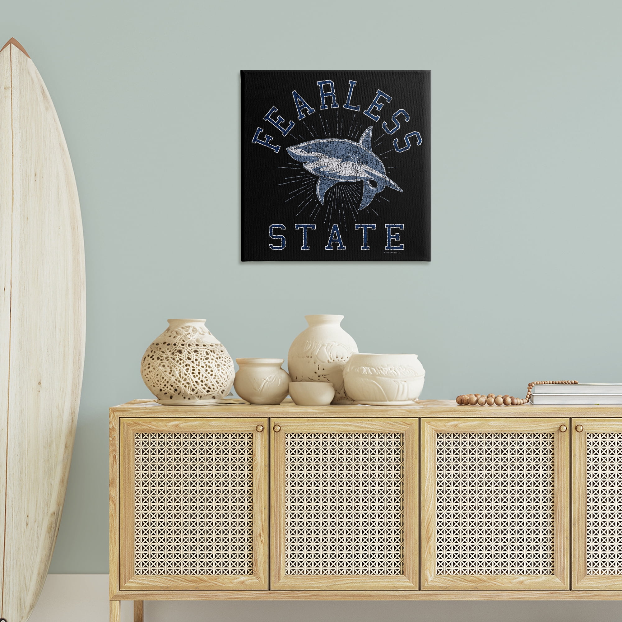 Stupell Industries Fearless State Shark Animals Painting Wrapped Canvas Art Print Wall Art, 30 x 30