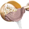 thumbnail image 1 of Colador de silicona con clip para todas las ollas y sartenes, colador de pasta, colador de alimentos con clip para carne, verduras y frutas, colador de cocina de silicona (rosa almendra), 1 of 6