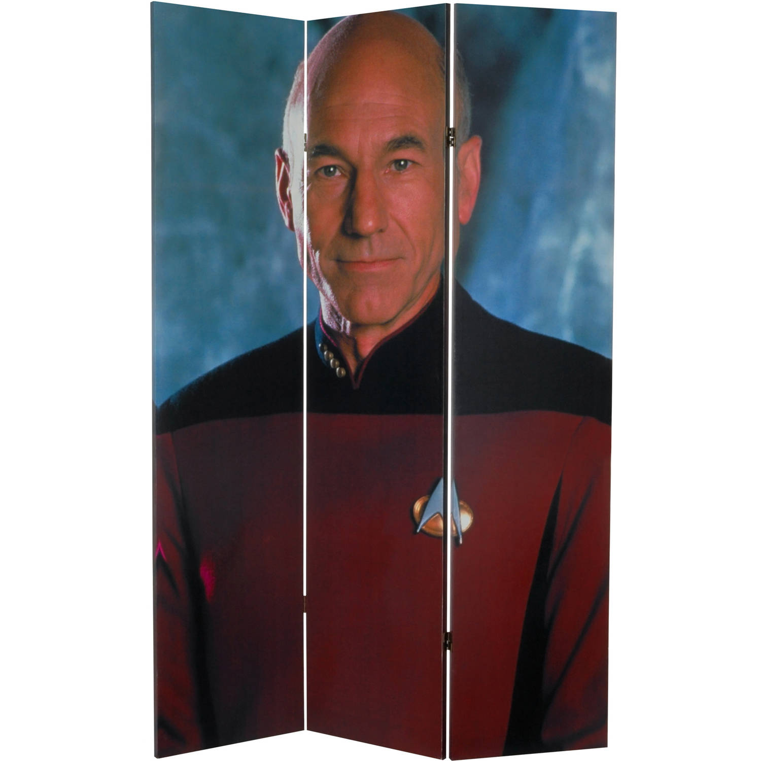 Oriental Furniture 6 Ft Tall Double Sided Star Trek Picard and Riker Canvas Room Divider - image 2 of 3
