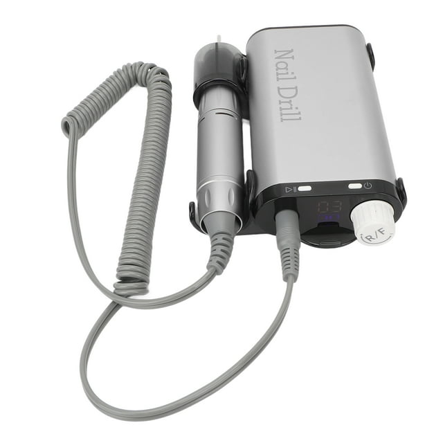 Nail Grinding Machine, Nail Drill Machine LED Display Powerful Rechargeable Lightweight Speed Adjustable For Salon Gray