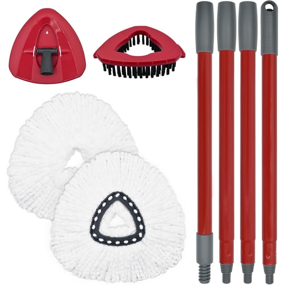 Mop Replacement for Ocedar, O Cedar, Cedar Spin Contains 4-Section Handle 2 Replace Head 1 Base Scrubber