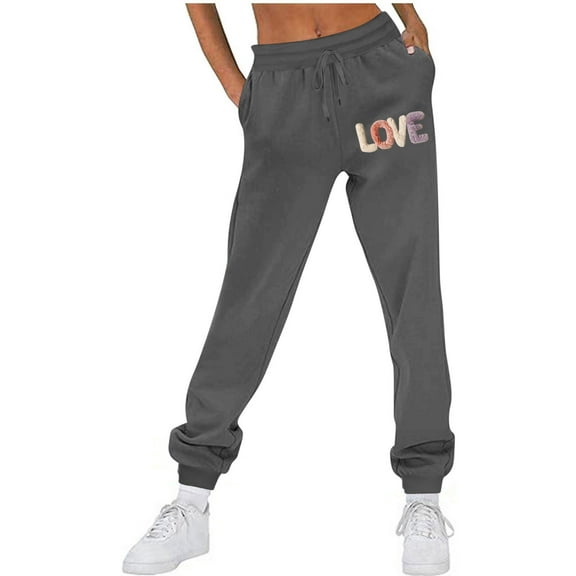 LEBONYARD Sweatpants for Women Wide Leg,Women Casual Trousers and Trousers Plus Velvet Running Fitness Sports Pants Dark Gray S
