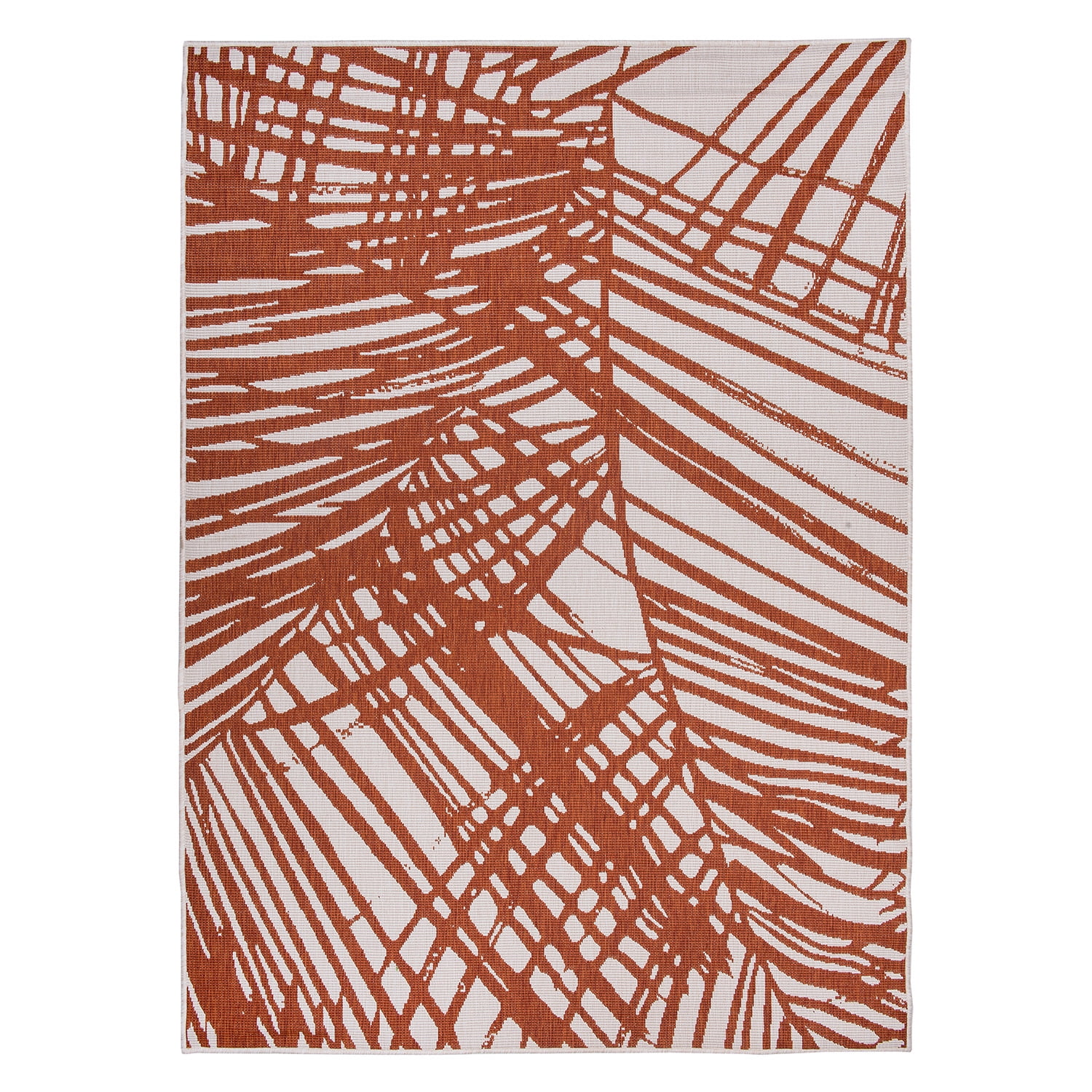 World Rug Gallery Contemporary Nature Inspired Tropical Leaves Reversible Indoor/Outdoor Area Rug - Rust 5'x7'