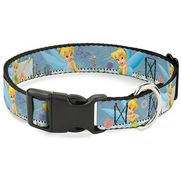 Buckle-Down Tinker Bell Garden Poses Disney Breakaway Plastic Clip Collar, Narrow-Large