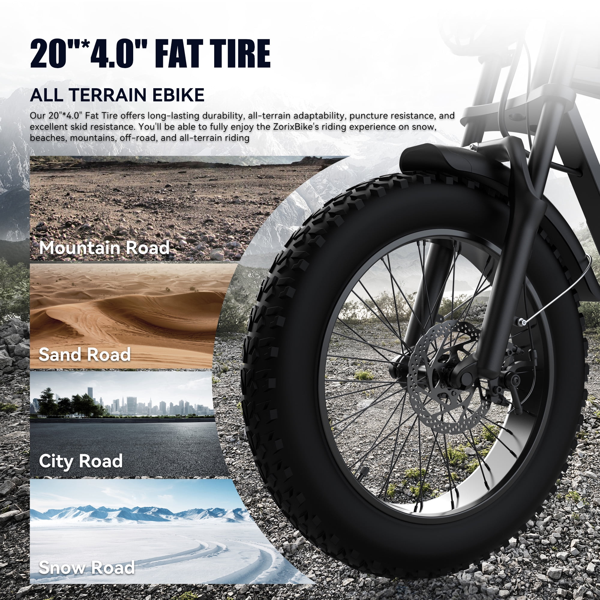 ZorixBike Z6 Ebike for Adults, 1500W Electric Mountain Bike, 20" Fat Tire E Bicycle, 48V 20AH Removable Battery, Max 80 Miles Range & 31MPH