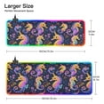 thumbnail image 3 of Large RGB Gaming Mouse Pad Led Glowing Mousepad Non-Slip Rubber Base 13 Light Modes 31.5x11.8 Colorful Seahorse and Leaf, 3 of 6