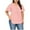 Pink, variant on Wyobmus Women's Plus Size Shirts Loose Fit Bell Short Sleeve Tops Stretch Casual Solid V Neck Front Pleat T-Shirt Light Blue