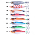 thumbnail image 3 of Cebo de pesca de camarones de madera con vientre redondo de 10 cm y 9,6 g, anzuelo de calamar de 8 colores, 3 of 3