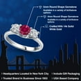 thumbnail image 2 of Gem Stone King 14K White Gold Red Created Ruby & White Lab Grown Diamond 3-Stone Engagement Ring | 1.14 Cttw | Round 5MM and 4MM | Three Stone Wedding Anniversary Promise Ring for Women (Size 5), 2 of 6