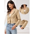 thumbnail image 2 of DARING DIVA Women's Notched Collar Long Sleeve Suit Jacket Casual Blazers M Khaki, 2 of 6