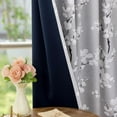 thumbnail image 4 of 100% Blackout Floral Curtains for Bedroom, Grey Curtains 54 inch Length Blossom Flower Patterned for Living Room,Thermal Insulated Drapes Farmhouse, Grommet Top 2 Panels (White on Grey), 4 of 6