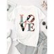 thumbnail image 2 of Everyday Comfort Women's Floral Print "LOVE" Graphic T-Shirt - Casual Round Neck Short Sleeve, Comfortable Polyester Blend Summer Top, Machine Washable, Vacation Clothing | Relaxed Fit Tee | Nontrans, 2 of 6