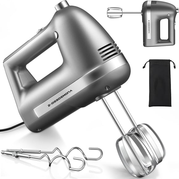 Z-DESDEMONA Electric Hand Mixer, Powerful Hand Mixer Electric Handheld with 304 Beaters, Dough Hook,Hand Held Mixer with Turbo for Baking Cakes, Eggs