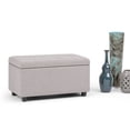 thumbnail image 2 of Cosmopolitan 34 inch Wide Transitional Storage Ottoman in Cloud Grey Linen-Look Fabric, 2 of 11