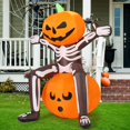 thumbnail image 3 of COMIN Halloween Inflatable 5 FT Skull Skeleton Pumpkin Head with Built-in LEDs Blow Up Yard Decoration for Holiday Party Indoor, Outdoor, Yard, Garden, Lawn, 3 of 7