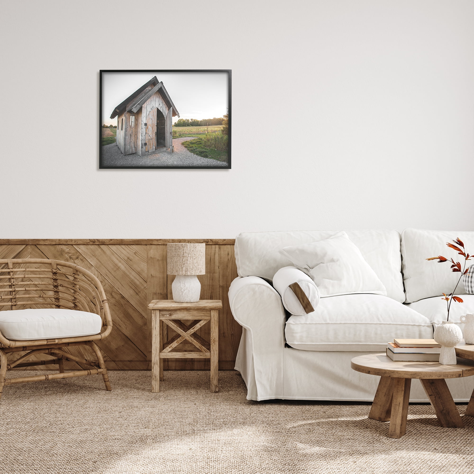 Stupell Industries Cabin at Sunset Nature Photography Black Framed Art Print Wall Art, 30 x 24